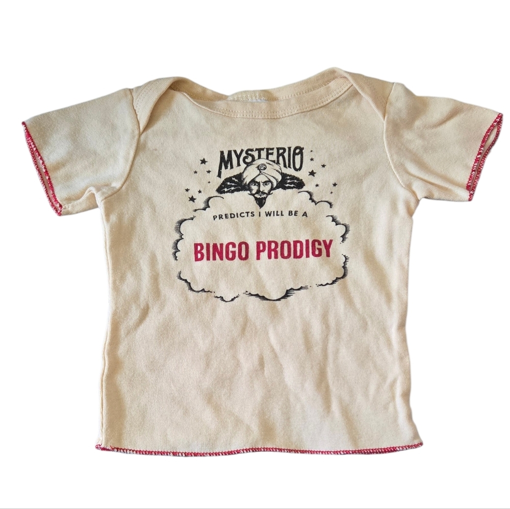 Novelty Tee Cream with Red and Black Print Bingo Lovers